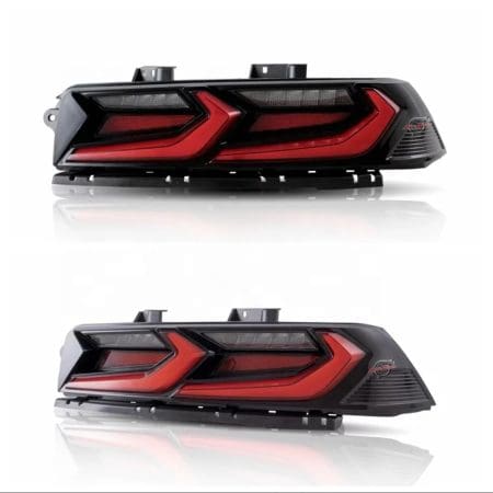 Auto Addict Gloss Black Velox LED Taillights w/ Red Lens for 5th Gen Chevrolet Camaro LS, LT, RS, SS, and ZL1 (pre-facelift)