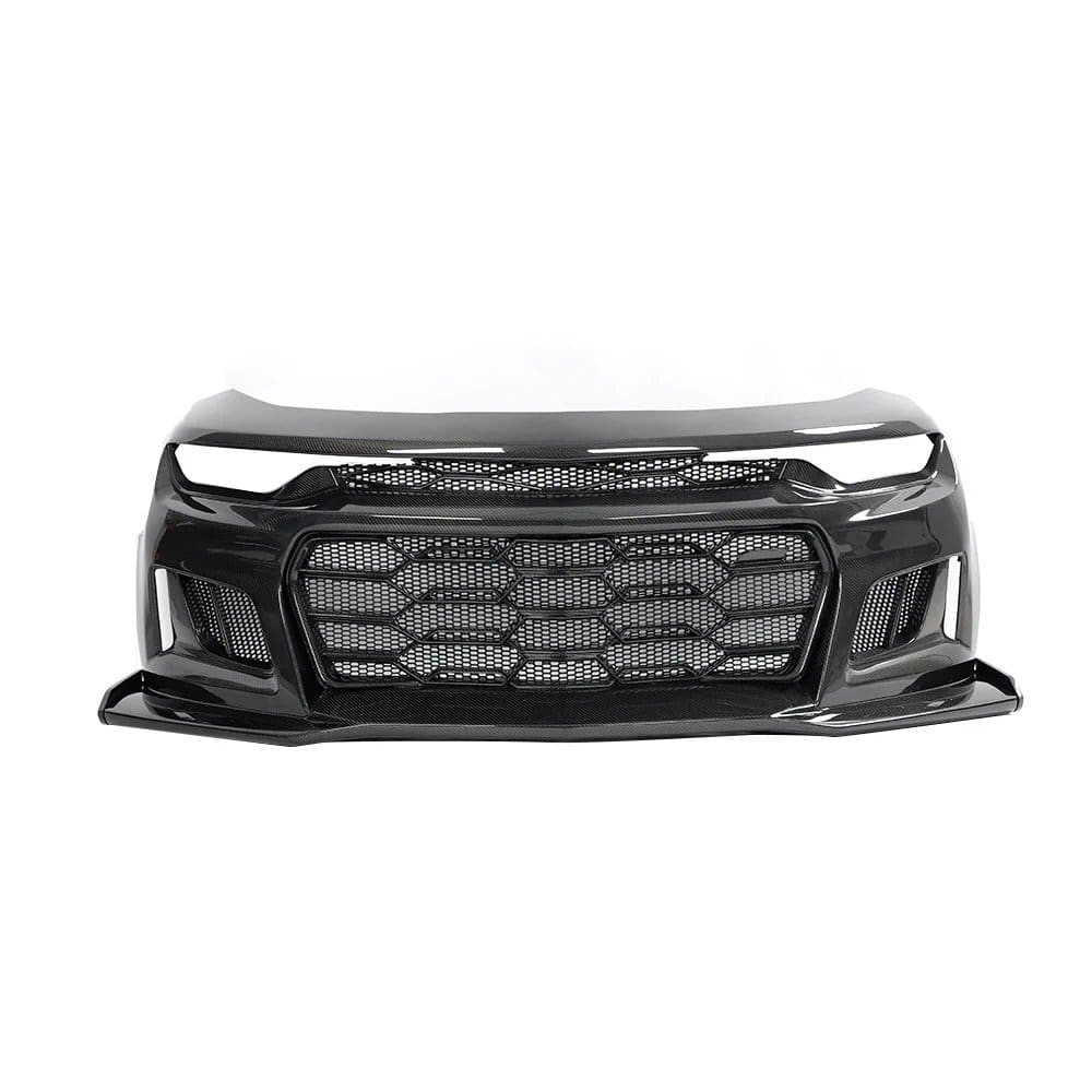 Auto Addict Carbon Black Panther ZL1 1LE Front Bumper Conversion for 6th Gen Chevrolet Camaro LT, RS, and SS (facelift, with RS headlights) - Front View