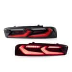 Auto Addict Gloss Black Velox LED Taillights w/ Red Lens for 6th Gen Chevrolet Camaro LT, RS, SS, SS 1LE, ZL1, and ZL1 1LE (pre-facelift) - Front View of Taillight Pair