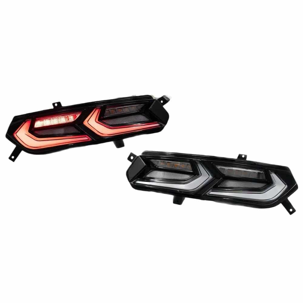 Auto Addict Gloss Black Umbra LED Taillights w/ Clear Lens for C7 Chevrolet Corvette, No RGB Version - Front View of Pair