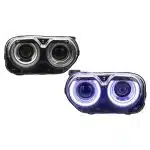 Auto Addict OEM Replica Headlights w/ RGB Color Change for LA Dodge Challenger (facelift) - Front View of Pair