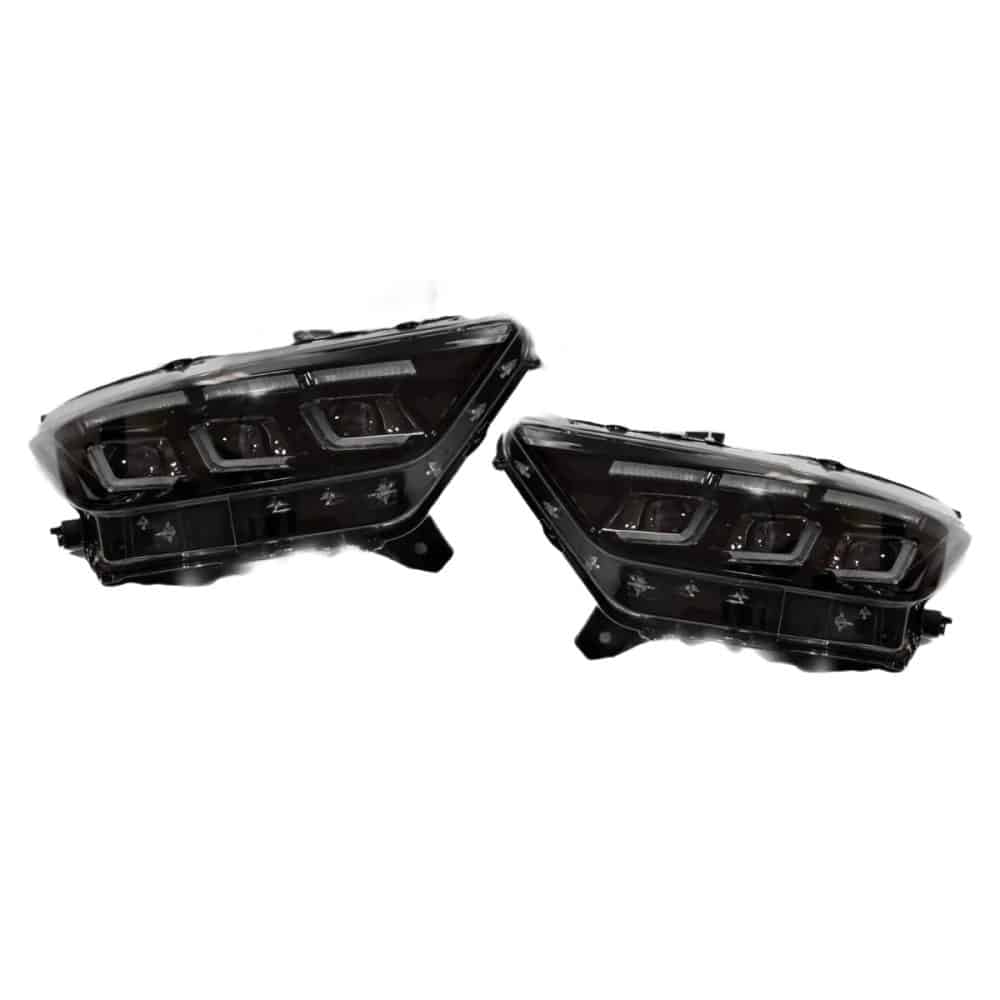 Auto Addict S650 Style LED Projector Headlights for S550 Ford Mustang (pre-facelift) - Front View of Pair