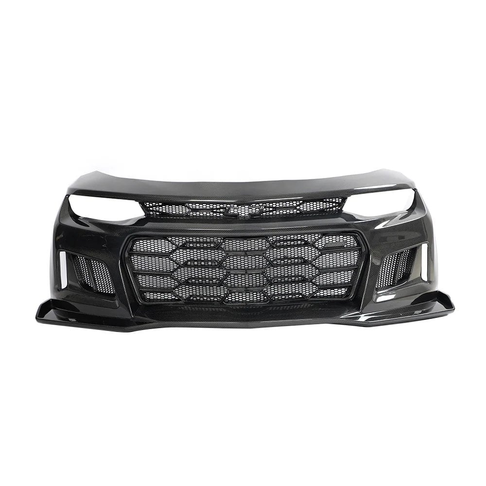 Auto Addict Carbon Black Panther Front Bumper Conversion for 6th Gen Chevrolet Camaro ZL1 / ZL1 1LE - Front View