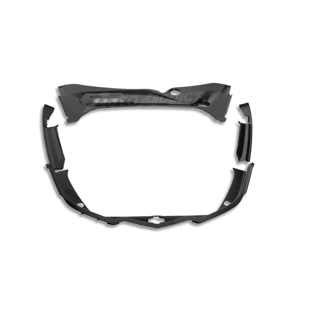 Auto Addict Carbon Frunk Surround Trim Kit for C8 Chevrolet Corvette E-Ray, Stingray, Z06, and ZR1 - Upper Front View of Components