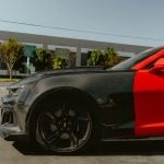 Auto Addict Carbon Type-OE Front Fenders for 6th Gen Chevrolet Camaro LT, RS, and SS Installed on Red Camaro - Side View of Left Fender