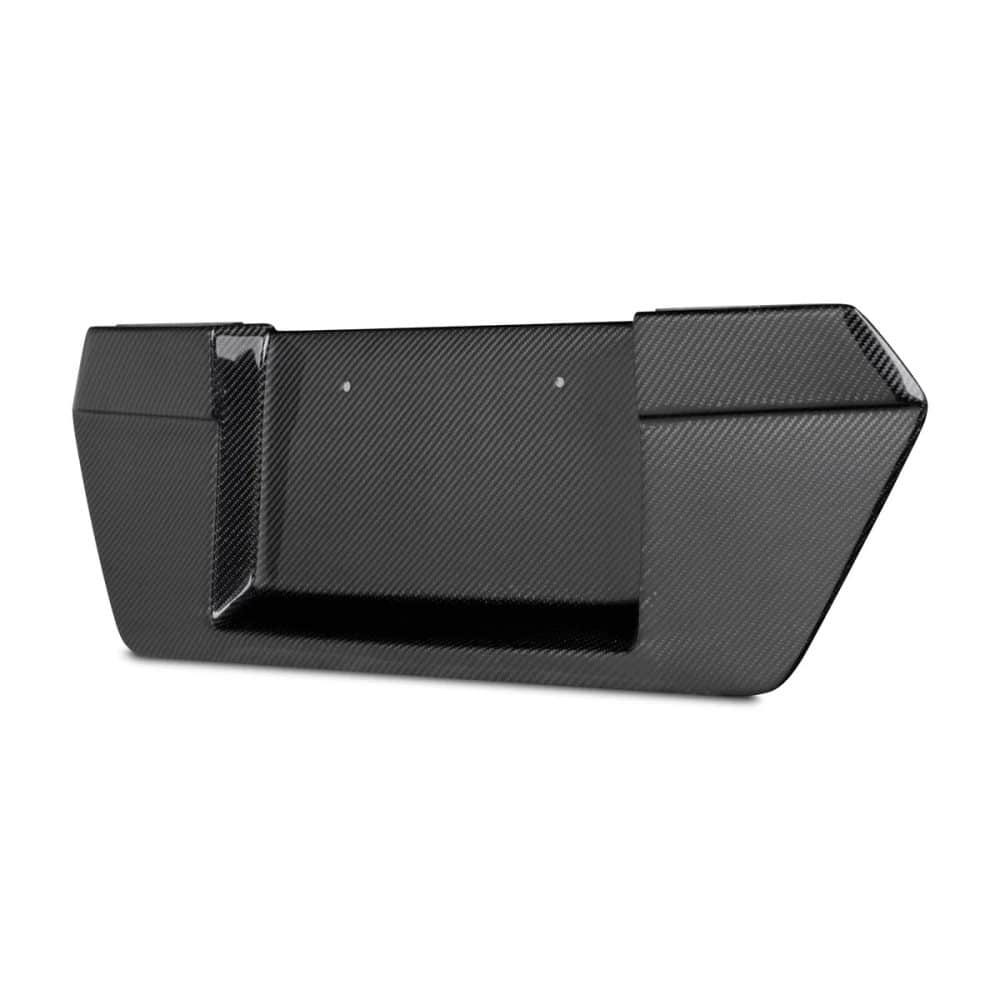 Auto Addict Carbon License Plate Backing for C8 Chevrolet Corvette Stingray (with OEM rear bumper) - Front Side View