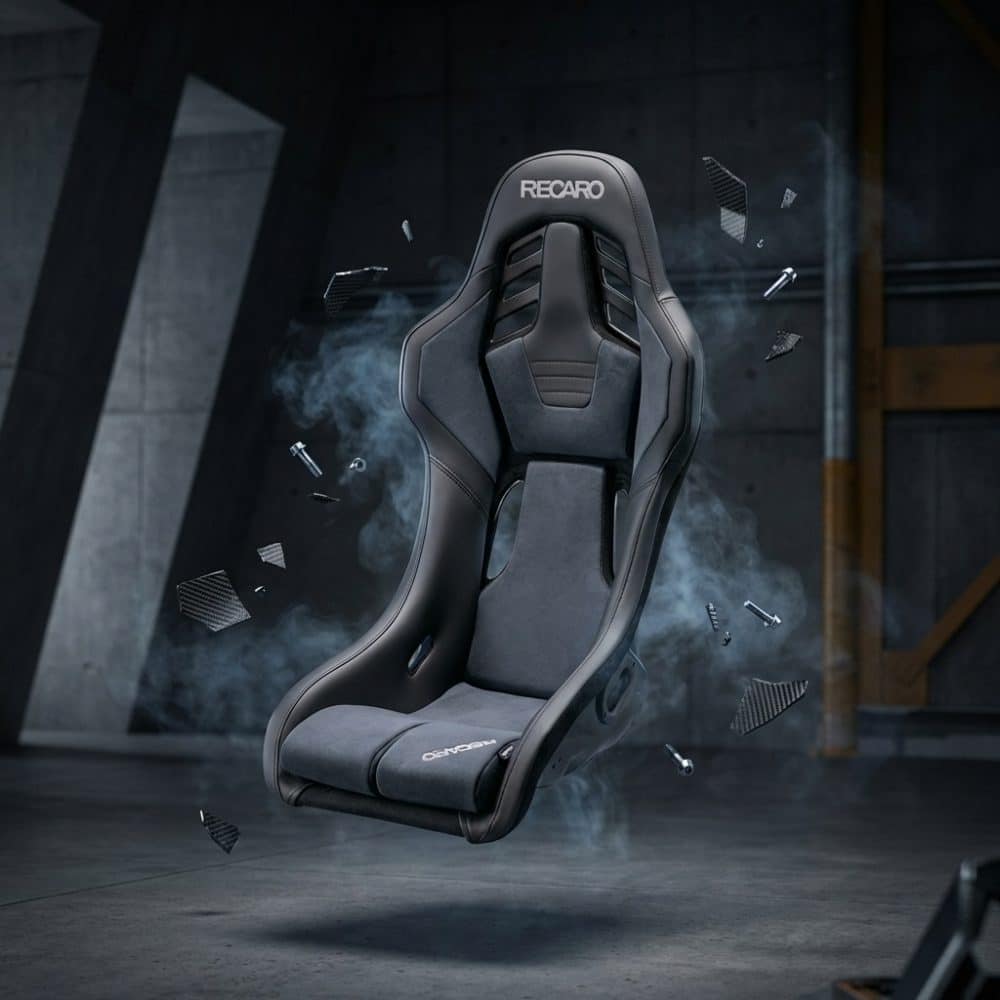 RECARO Japan RSS BK Large FRP Seat - Leather Black And Grey