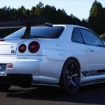HKS Dimension Z R34 Nissan Skyline GT-R - Rear Side View of Completed White R34 GT-R