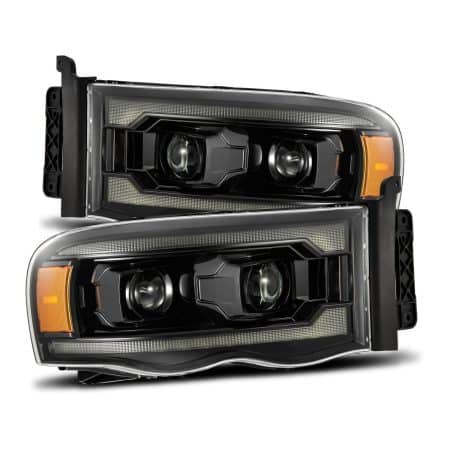 AlphaRex PRO-Series Halogen Projector Alpha-Black Headlights for BR, DR and DH Dodge Ram [AHL-DR02-P-S-FLB]