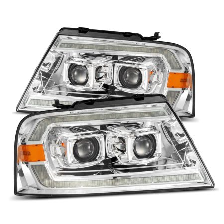 AlphaRex LUXX-Series LED Projector Chrome Headlights for P221 Ford F150 / Lincoln Mark LT [AHL-FF04-PL-SA-C]
