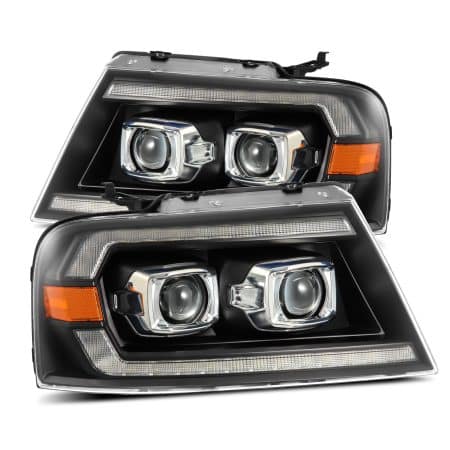 AlphaRex PRO-Series Halogen Projector Black Headlights for  P221 Ford F150 / Lincoln Mark LT [AHL-FF04-P-S-B]