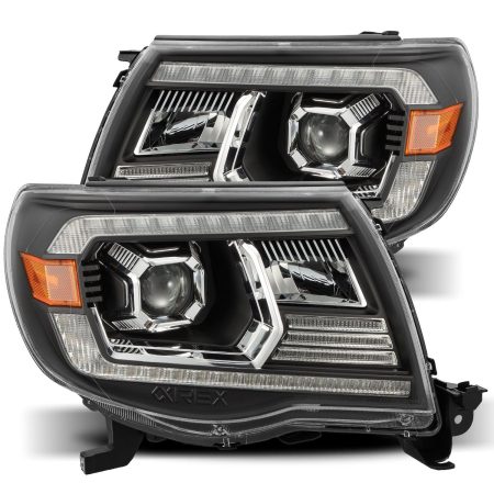 AlphaRex PRO-Series Halogen Projector Black Headlights for N200 Toyota Tacoma [AHL-TT05-P-S-B-DRL/AHL-TT05-P-S-B]