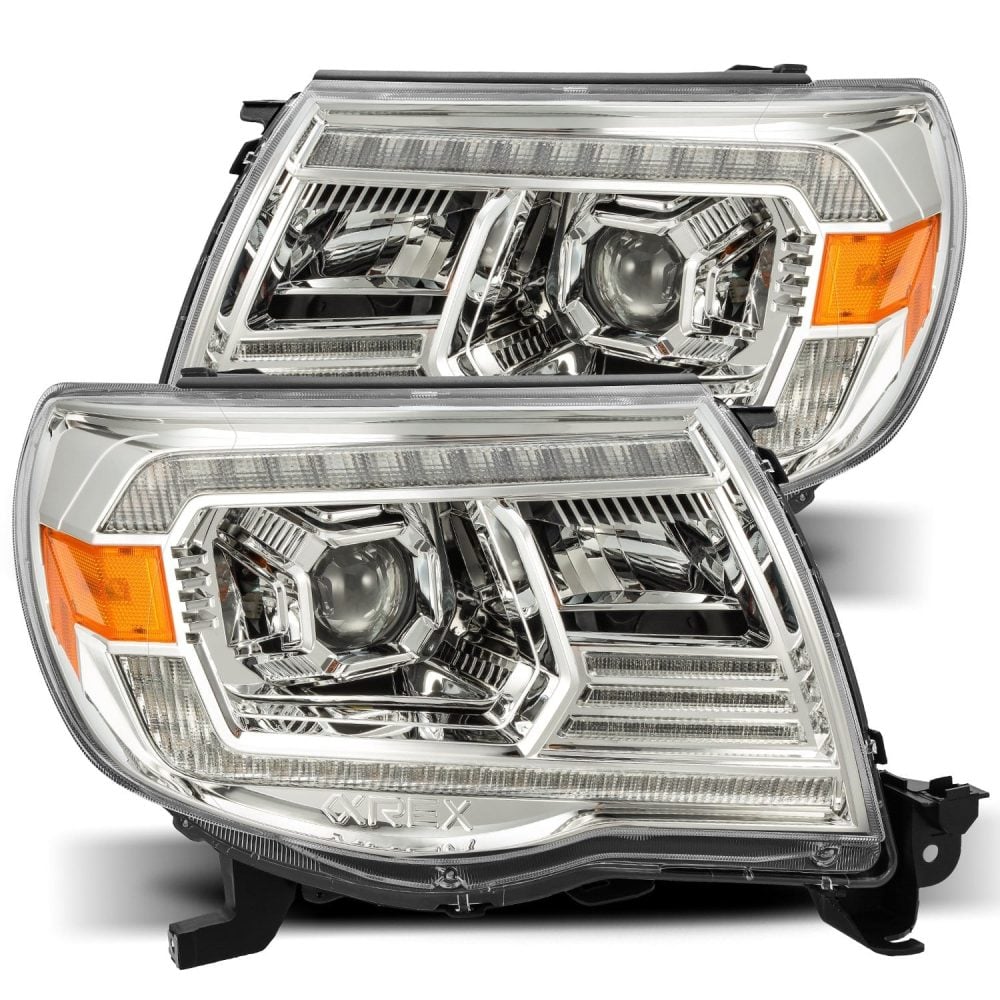 AlphaRex PRO-Series Halogen Projector Chrome Headlights for N200 Toyota Tacoma [AHL-TT05-P-S-C-DRL/AHL-TT05-P-S-C]