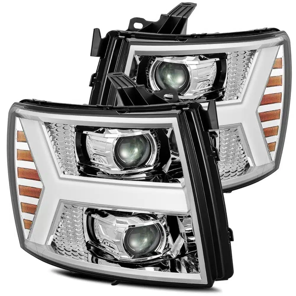 AlphaRex LUXX-Series LED Projector Chrome Headlights for GMT900 Chevrolet Silverado [AHL-CL07-PL-SA-C]