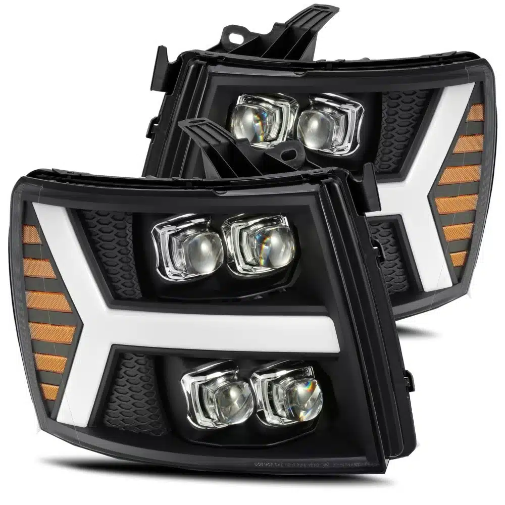 AlphaRex NOVA-Series LED Projector Black Headlights for GMT900 Chevrolet Silverado [AXHL-CL07-PPTS-LED-B-A]