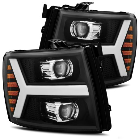 AlphaRex PRO-Series Halogen Projector Black Headlights for GMT900 Chevrolet Silverado [AXHL-CL07-PPTS-B-A]