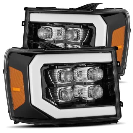 AlphaRex NOVA-Series LED Projector Jet Black Headlights for GMT900 GMC Sierra [AXHL-GS07-PPTS-LED-LB-A]