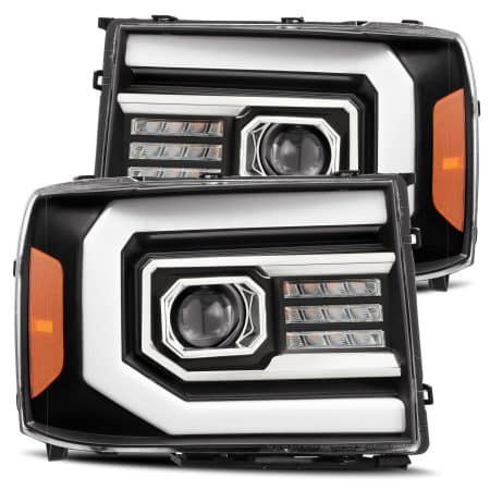 AlphaRex PRO-Series Halogen Projector Black Headlights for GMT900 GMC Sierra [AXHL-GS07-PPTS-B-A]