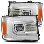 AlphaRex PRO-Series Halogen Projector Chrome Headlights for GMT900 GMC Sierra [AXHL-GS07-PPTS-C-A]