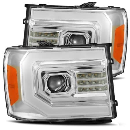 AlphaRex PRO-Series Halogen Projector Chrome Headlights for GMT900 GMC Sierra [AXHL-GS07-PPTS-C-A]