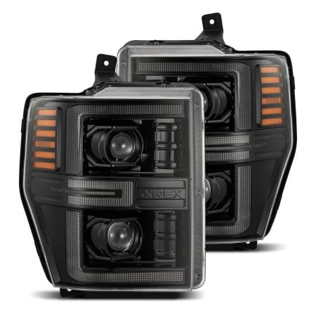 AlphaRex LUXX-Series LED Projector Alpha-Black Headlights for P356 Ford Super Duty / Excursion  [AHL-FD08-G2-PL-SA-FLB]