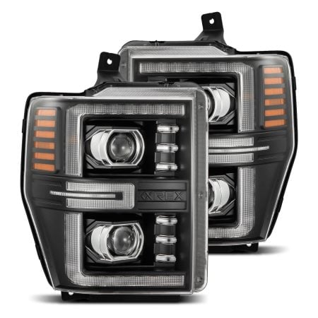 AlphaRex LUXX-Series LED Projector Black Headlights for P356 Ford Super Duty / Excursion  [AHL-FD08-G2-PL-SA-B]