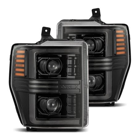 AlphaRex PRO-Series Halogen Projector Alpha-Black Headlights for P356 Ford Super Duty / Excursion  [AHL-FD08-P-S-FLB]