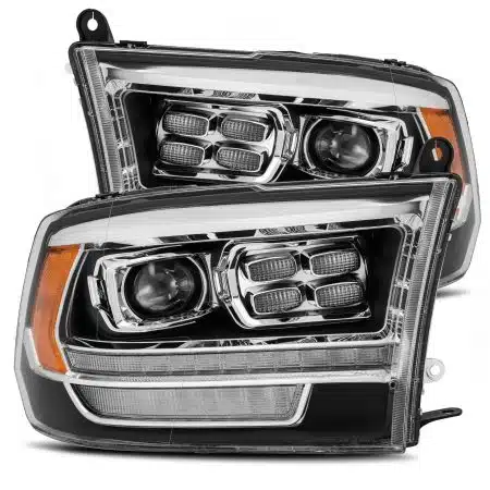 AlphaRex LUXX-Series LED Projector Black Headlights (5th Gen 2500 Style) for DS, DJ, D2 Dodge Ram [AHL-DR09-PL-G4-SA-B2-CVT/AHL-DR09-PL-G4-SA-B2]