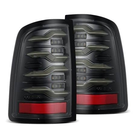 AlphaRex LUXX-Series LED Alpha-Black Tail Lights for DS & DH Dodge Ram 1500 / 2500 / 3500 [RTL-DR09-SA-YS-LB-CVT/RTL-DR09-G2-SA-YS-LB]