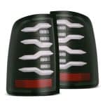 AlphaRex LUXX-Series LED Black Tail Lights for DS & DH Dodge Ram 1500 / 2500 / 3500 [RTL-DR09-SA-YW-BS-CVT/RTL-DR09-G2-SA-YW-BS]