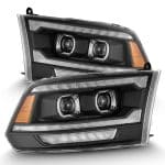 AlphaRex MK II PRO-Series Halogen Projector Black Headlights (5th Gen 2500 Style) for DX Dodge Ram [AHL-DR09-G5-P-S-B-CVT/AHL-DR09-G5-P-S-B]