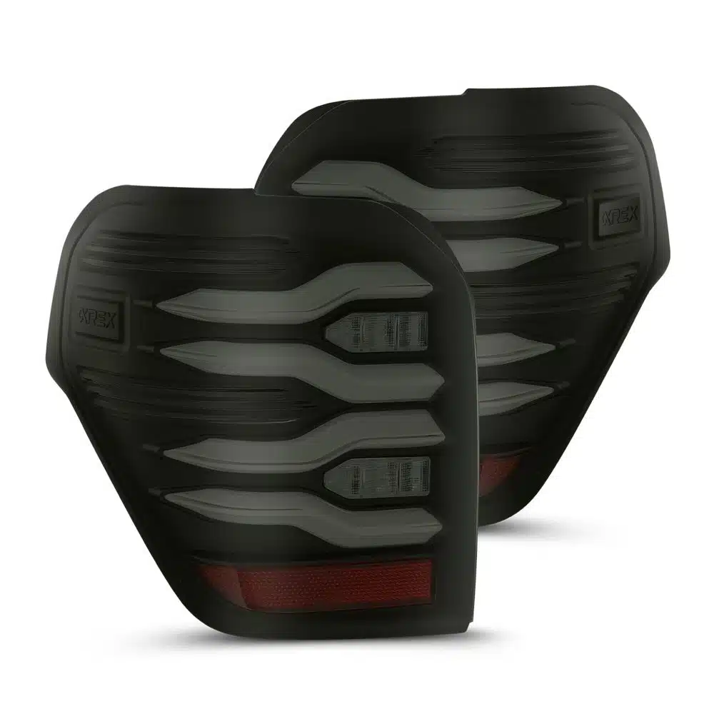 The AlphaRex 4Runner tail lights are LUXX-Series Black full-LED units for the 10-24 Toyota 4Runner