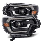 AlphaRex PRO-Series Halogen Projector Black Headlights for AN120 and AN130 Toyota Tacoma [AHL-TT12-P-S-B]