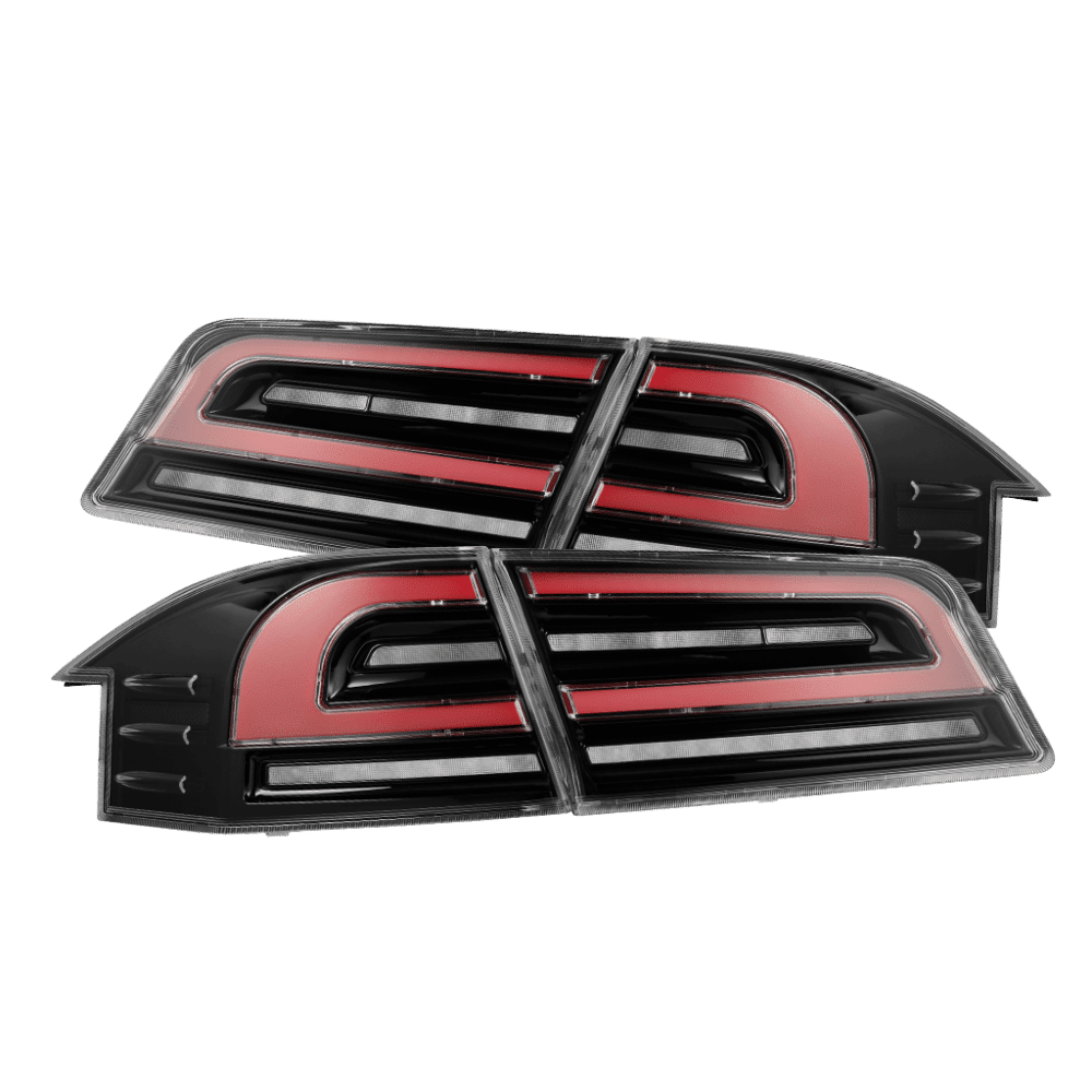 AlphaRex LUXX-Series LED Tail Lights Black-Red (With Black Trunk Center Piece Replacement) for MS Tesla Model S [BTL-TSS12-SA-YR-LB-21CVT/BTL-TSS12-SA-YR-LB]