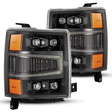 AlphaRex NOVA-Series LED Projector Alpha-Black Headlights for GMT900 and K2XX Chevrolet Silverado [AHL-CL14-N-FLB]
