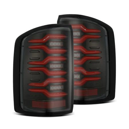AlphaRex LUXX-Series LED Black-Red Tail Lights for K2XX GMC Sierra 1500 / 2500HD / 3500HD