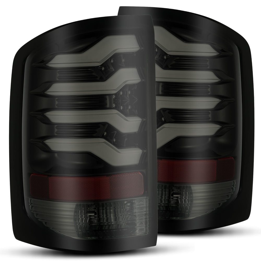 AlphaRex PRO-Series LED Jet Black Tail Lights for K2XX GMC Sierra 1500 / 2500HD / 3500HD [ATL-GS14-W-LBS]