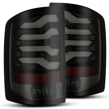 AlphaRex PRO-Series LED Jet Black Tail Lights for K2XX GMC Sierra 1500 / 2500HD / 3500HD [ATL-GS14-W-LBS]