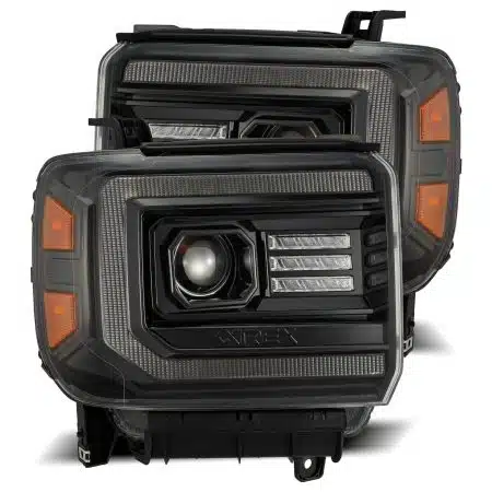 AlphaRex PRO-Series Halogen Projector Alpha-Black Headlights for K2XX GMC Sierra [AHL-GS14-P-S-FLB-CVT/AHL-GS14-P-S-FLB]