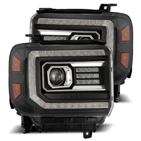 AlphaRex PRO-Series Halogen Projector Black Headlights for K2XX GMC Sierra [AHL-GS14-P-S-B-CVT/AHL-GS14-P-S-B]
