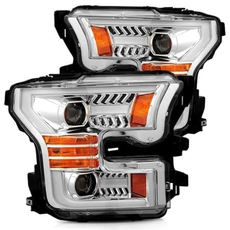 AlphaRex PRO-Series Halogen Projector Chrome Headlights for P553 Ford F150 [AXHL-FF15-PPTS-C-A]