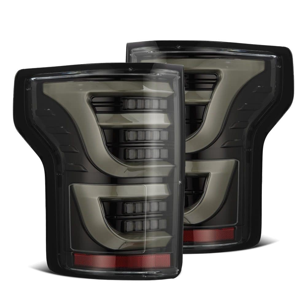 AlphaRex LUXX-Series LED Alpha-Black Tail Lights for P552 Ford F150 [RTL-FF15-SA-YS-LB-CVT/RTL-FF15-SA-YS-LB]