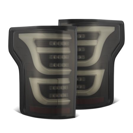 AlphaRex LUXX-Series LED Black Tail Lights for P552 Ford F150 [RTL-FF15-SA-YW-BS-CVT/RTL-FF15-SA-YW-BS]