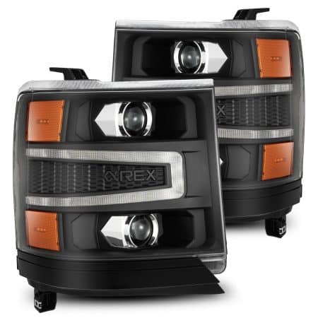 AlphaRex LUXX-Series LED Projector Black Headlights for K2XX Chevrolet Silverado 1500 [AHL-CL16-PL-SA-B-CVT/AHL-CL16-PL-SA-B]