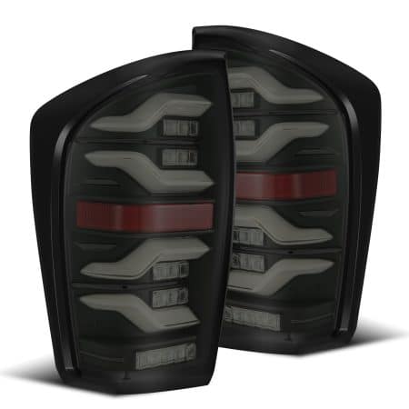 AlphaRex LUXX-Series LED Black Tail Lights for N300 Toyota Tacoma [RTL-TT16-SA-YW-BS]