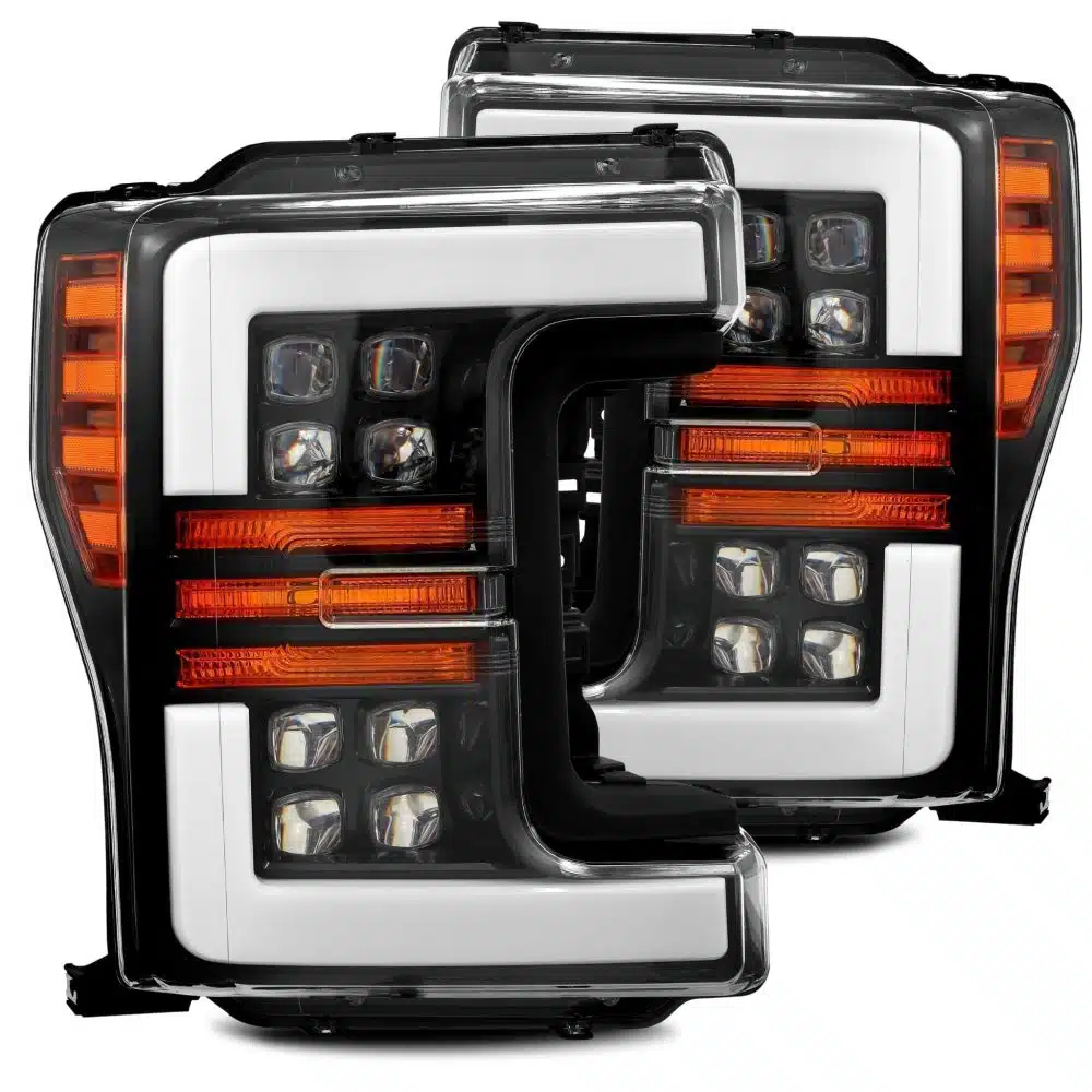 AlphaRex NOVA-Series LED Projector Jet Black Headlights for P558 Ford Super Duty [AHL-FD18-N-LB]