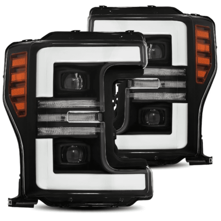 AlphaRex PRO-Series Halogen Projector Black Headlights for P558 Ford Super Duty [AHL-FD18-P-SA-B]