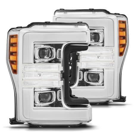 AlphaRex PRO-Series Halogen Projector Chrome Headlights for P558 Ford Super Duty [AHL-FD18-P-SA-C]