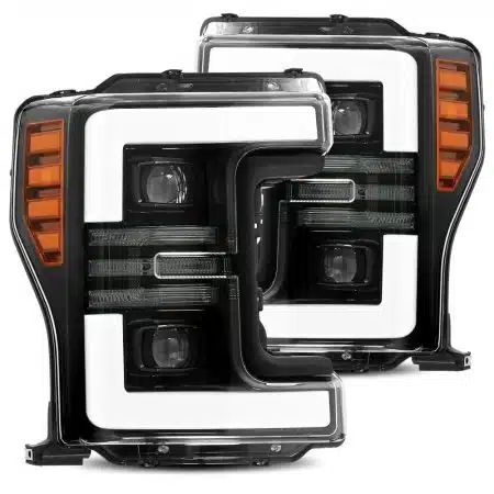 AlphaRex PRO-Series Halogen Projector Jet Black Headlights for P558 Ford Super Duty [AHL-FD18-P-SA-LB]