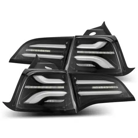 AlphaRex PRO-Series LED Jet Black Tail Lights for Tesla Model 3 / Model Y (Without Stock Amber Turn Signal) [ATL-TS317-W-LBS]